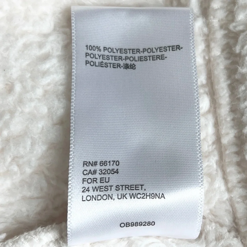 UO Teddy Fleece Cropped Jacket in Ivory - sz Medium